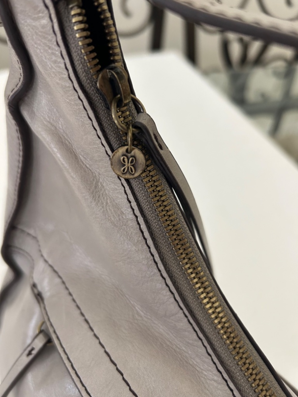 Hobo Prevail Leather Shoulder Bag in “Clay” Grey - Picture 7 of 13
